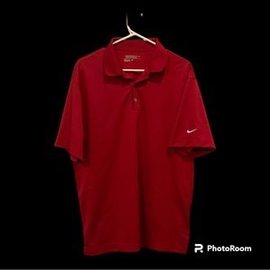 Men’s NIKE Golf Red Polo Shirt Performance Dri- Fit Size Large